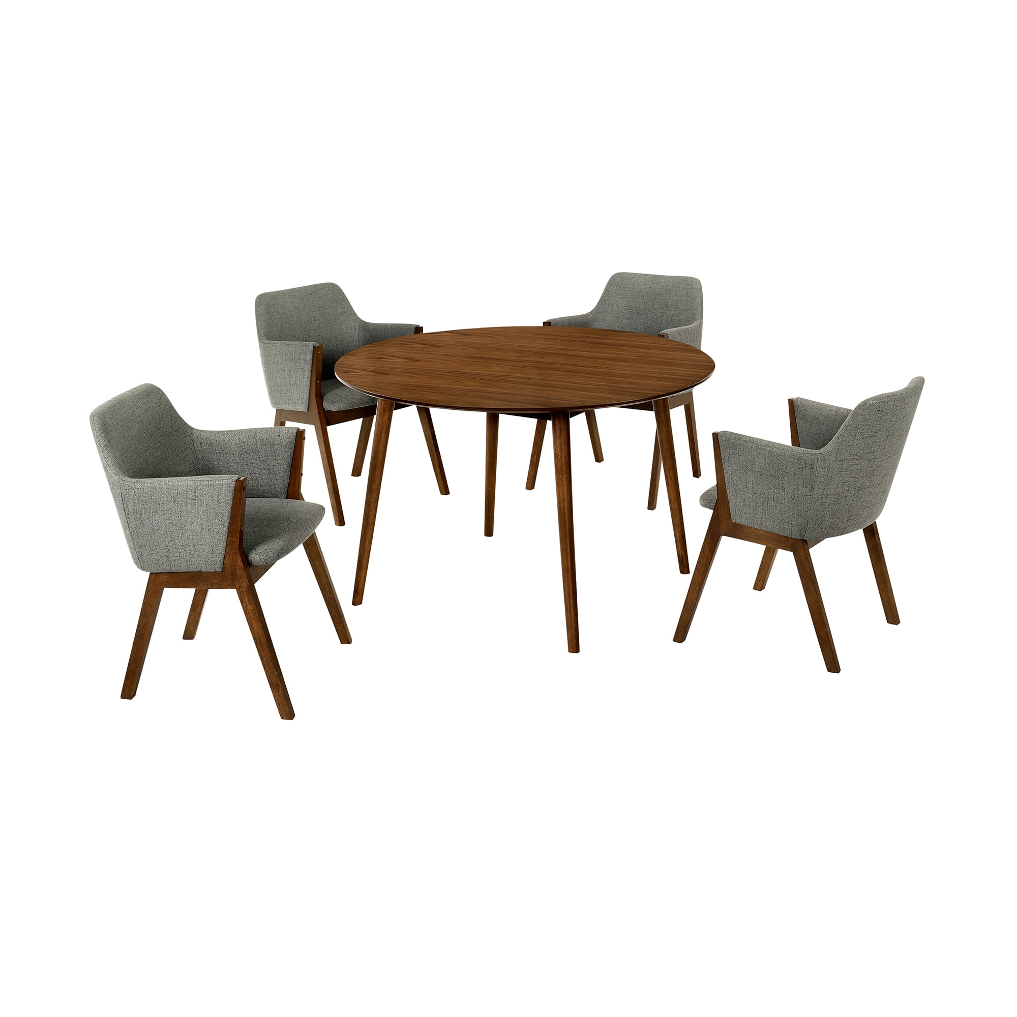 Armen Living Arcadia and Renzo 5-Piece Fabric Dining Set in Charcoal/Walnut
