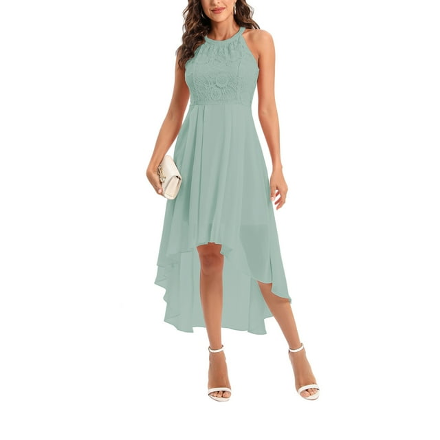 ZAXARRA Robe Longue Femme Élégante Sans Manches Col Rond Dentelle Patchwork Robe d'Été