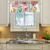 Mother's Day Flowers Curtain Valances Farmhouse Design Window Treatment Decor Blackout Rod Pocket for Windows Living Room Kitchen 54" x 18"