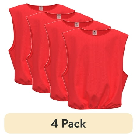 (24 pack) Athletic Works Sleeveless Pullover Junior Scrimmage Vest (Kids) Red