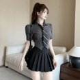 thumbnail image 4 of Elegante ropa de trabajo para técnicos en baños de pies para mujeres que reduce la edad Camisa de lavado de pies de recepción de nuevo estilo Falda plisada abundante, 4 of 4