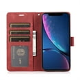 thumbnail image 7 of Nalacover Slim Wallet Case for iPhone XR, for Women Men, Embossed Pattern PU Leather Shockproof Magnetic Clasp Credit Card Slots Flip Kickstand Phone Case+Wrist Strap,Red, 7 of 7