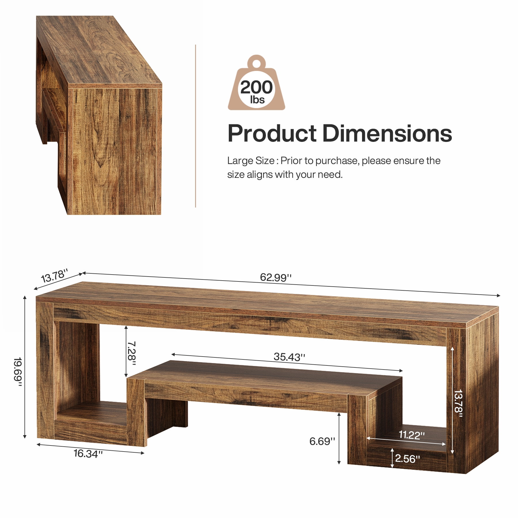 Tribesigns 63-Inch TV Stand for 55/60/65-Inch TVs, Farmhouse Entertainment Center with Open Storage Shelves, Rustic Brown Television Console for Living Room, Bedroom