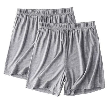 Staron Women s Casual Elastic Waist Shorts 2-Pack Comfy Loose Lounge Pajama Pants with Pockets Cotton Homewear Sleepwear Gray XXL
