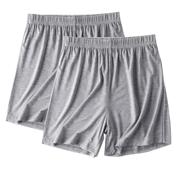 Staron Women's Casual Elastic Waist Shorts 2-Pack Comfy Loose Lounge Pajama Pants with Pockets Cotton Homewear Sleepwear, Gray XXL