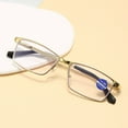 thumbnail image 4 of 3 Pairs of Business Spring Hinges Rectangle Gold Reading Glasses 1.50 for Men Anti-blue Light Presbyopic Glasses Metal Readers +1.50, 4 of 4