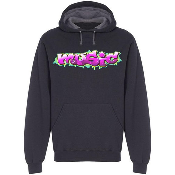 Music Word Graffity Style Hoodie Men -Image by Shutterstock, Male Medium