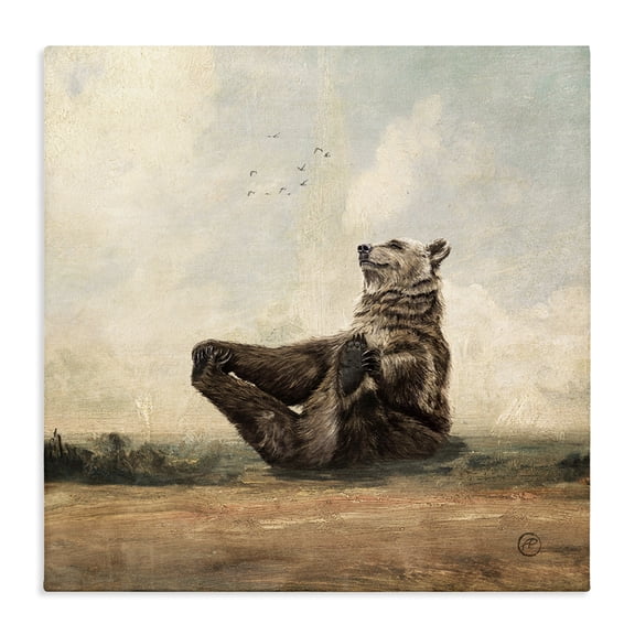 Stupell Industries Bohemian Bear Holding Paws Watching Sunset Canvas Art, 24 x 24, by Paula Belle Flores