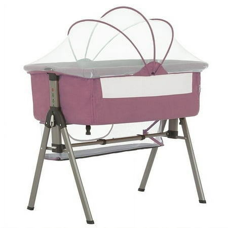 UPC: 0811048037152 | Dream On Me Lotus Bassinet and Bedside Sleeper in Pink Lightweight Carry Bag Included