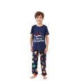 thumbnail image 3 of Odeerbi Christmas Pajamas for Family Holiday Short Sleeve Family Christmas Pajamas Matching Sets Kids Casual Print Top with Bottom Outfits Home Wear Sleepwear Family Matching PJs Set Blue, 3 of 7