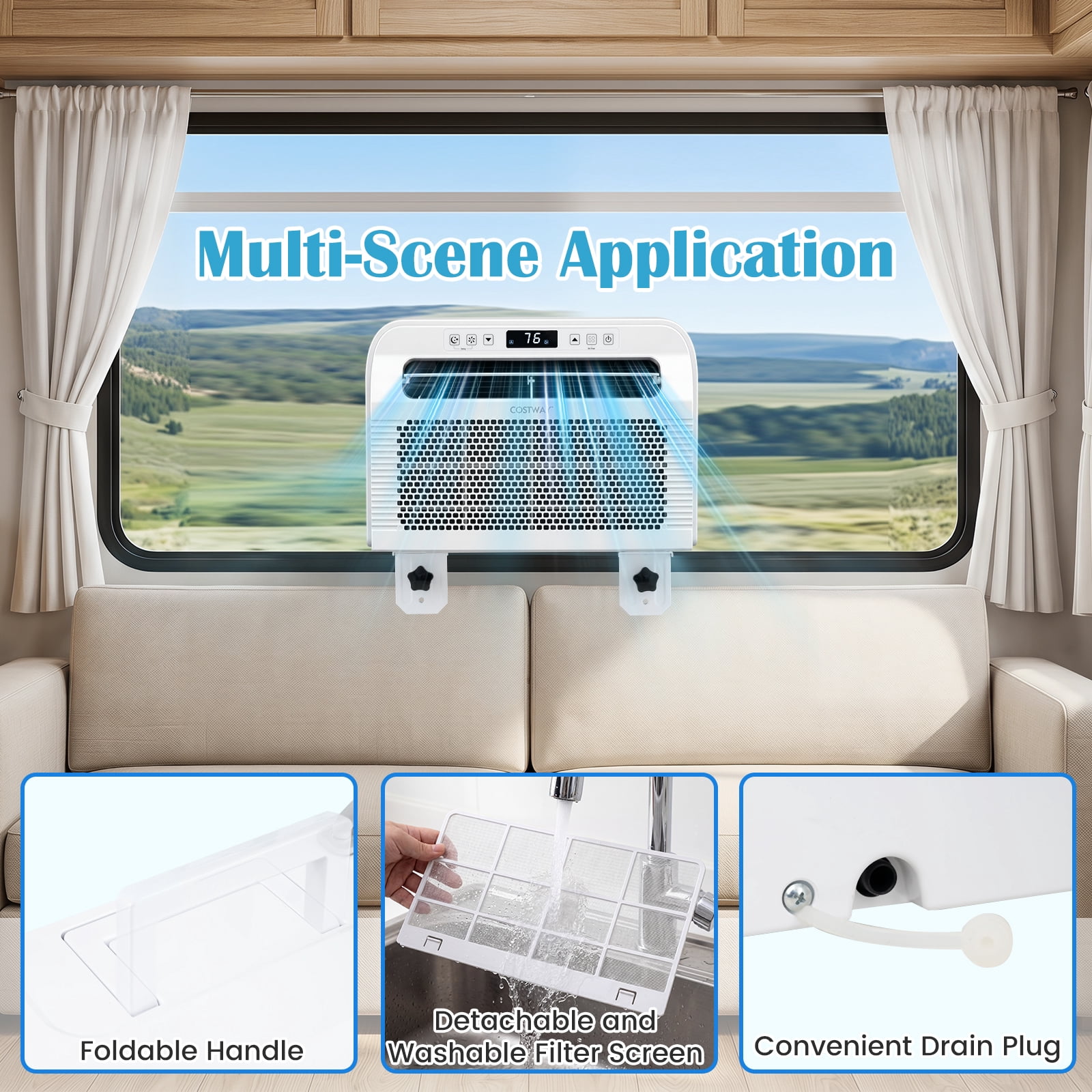 Costway RV Window Air Conditioner, 6500 BTU Window AC Unit with WiFi APP Voice Control