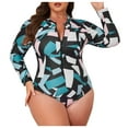 thumbnail image 1 of MKLEKYY Trajes De Baño Mujer Women'S Fashion Long Sleeve Printed Zip Conservative Plus Size Swimsuit, 1 of 6