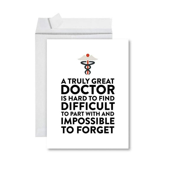 Koyal Wholesale Funny Jumbo Retirement Card With Envelope, Greeting Card, Truly Great Doctor...Impossible To Forget