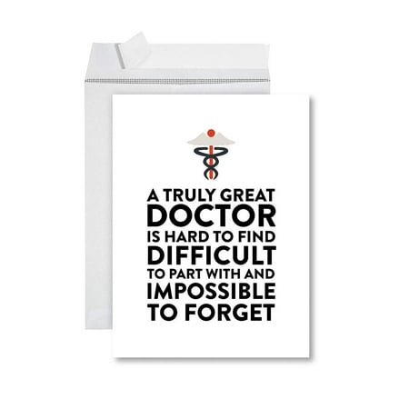 Koyal Wholesale Funny Jumbo Retirement Card With Envelope, Greeting Card, Truly Great Doctor...Impossible To Forget
