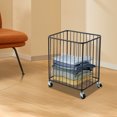thumbnail image 3 of Metal Rolling Laundry Hamper with Wheels, Large-size Metal Rolling Wheeled Clothing Hamper, Storage Cart for Bathroom, Closet or Children Bedroom, Easy to Assemble, 3 of 12