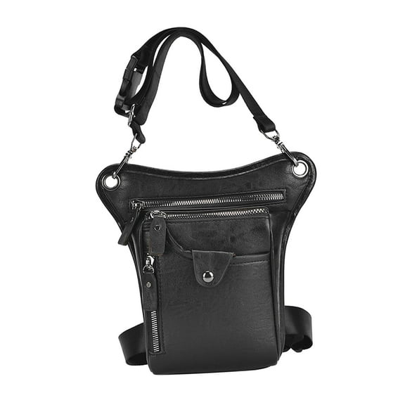 Mens Leather Waist Leg Waist Shoulder Fanny Packs Purse Bag