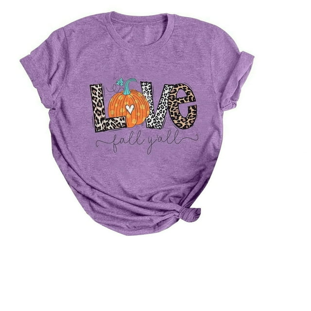 T-shirts Décontractés d'Automne pour Femmes Citrouille Manches Courtes Halloween T-Shirts Graphiques Amusants