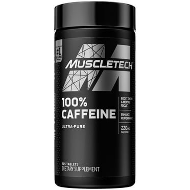 MuscleTech 100% Pure Caffeine Pills for Energy & Mental Focus Supplement, 125 Capsules