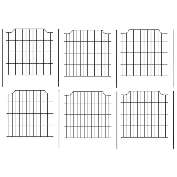 6 Panels of Rustproof Black Metal Decorative Garden Fence 28-in H X 28-in L