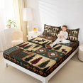 thumbnail image 4 of jejeloiu Safari Deer Moose Queen Sheet Sets,Vintage Aztec Geometric Flat Sheet,Wild Plant Pine Queen Fitted Sheet For Teens,Breathable Home Decor,4-Piece, 4 of 7