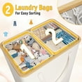 thumbnail image 4 of Clothes Hamper 2 Sections, 160L Collapsible Laundry Hamper with Lid for Bathroom, Toys Storage, Beige, 4 of 8