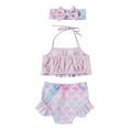 thumbnail image 3 of URMAGIC Toddler Girl Meimaid Bikini set ,Halter Top+Bikini Bottoms+Headband 1-4Y, 3 of 6