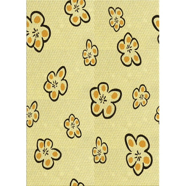 Ahgly Company Tapis Rectangulaire Lavable en Machine Intérieur Transitionnel Jaune Soleil, 2 Pieds x 5 Pieds