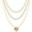 Heart Pendant, variant on LuLiaMenton Goldtone Triple Layered Necklace, CZ Heart Pendant Stacked Chain