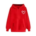 thumbnail image 3 of Oversized Sweaters for Women Heart Print Long Sleeve Hoodie Casaul Fall Pullover Tops with Pockets Red S, 3 of 4