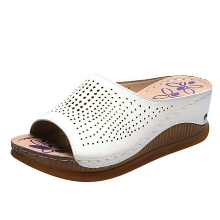 

Women s Wedges Slippers Fashion Heeled Shoes Hollow Casual Fish Mouth Slippers Womens Slippers