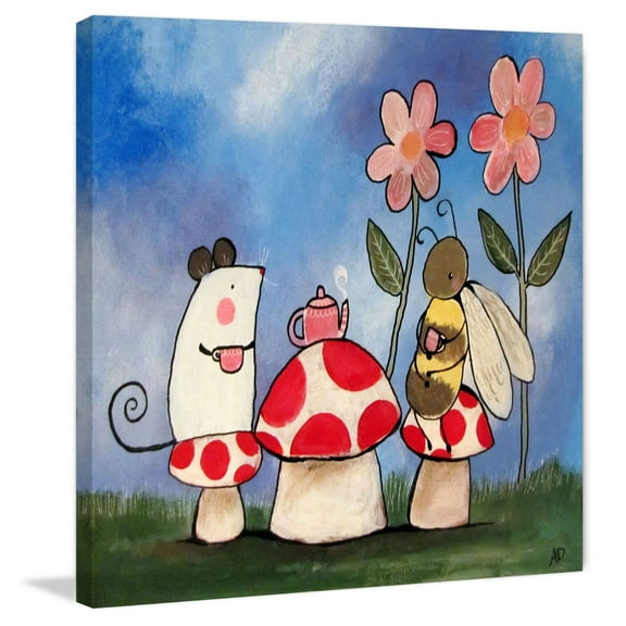 Marmont Hill "Mushroom Tea Party" by Andrea Doss Painting Print on Wrapped Canvas