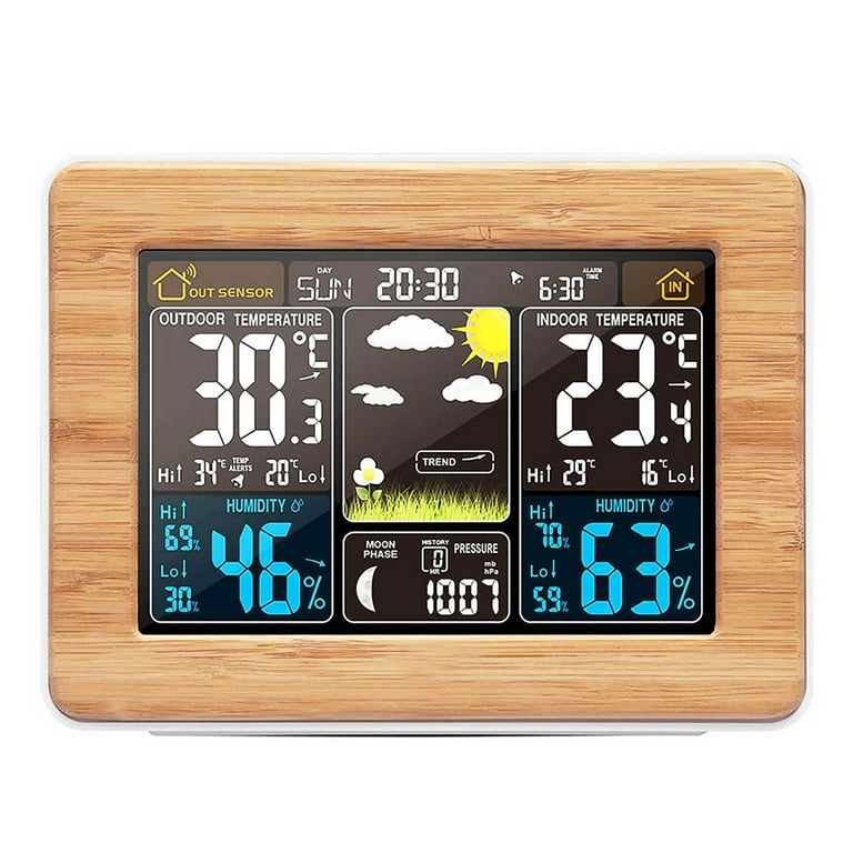 Worallymy Digital Table Clock Temperature Humidity Display Alarm