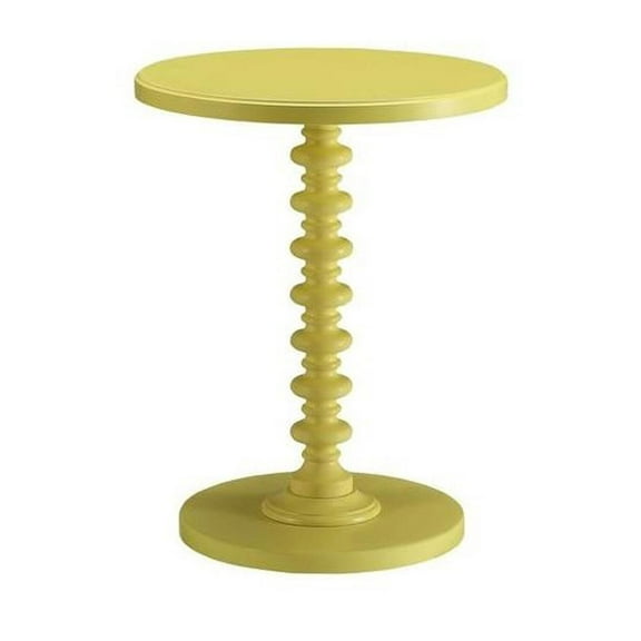 Benjara Astonishing Side Table with Round Top, Yellow