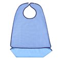 thumbnail image 1 of ROSENICE 1PC Plaid Machine Washable Double Layer Adult Waterproof Bib Mealtime Clothing Protector with Foldable Crumb Catcher, 1 of 5