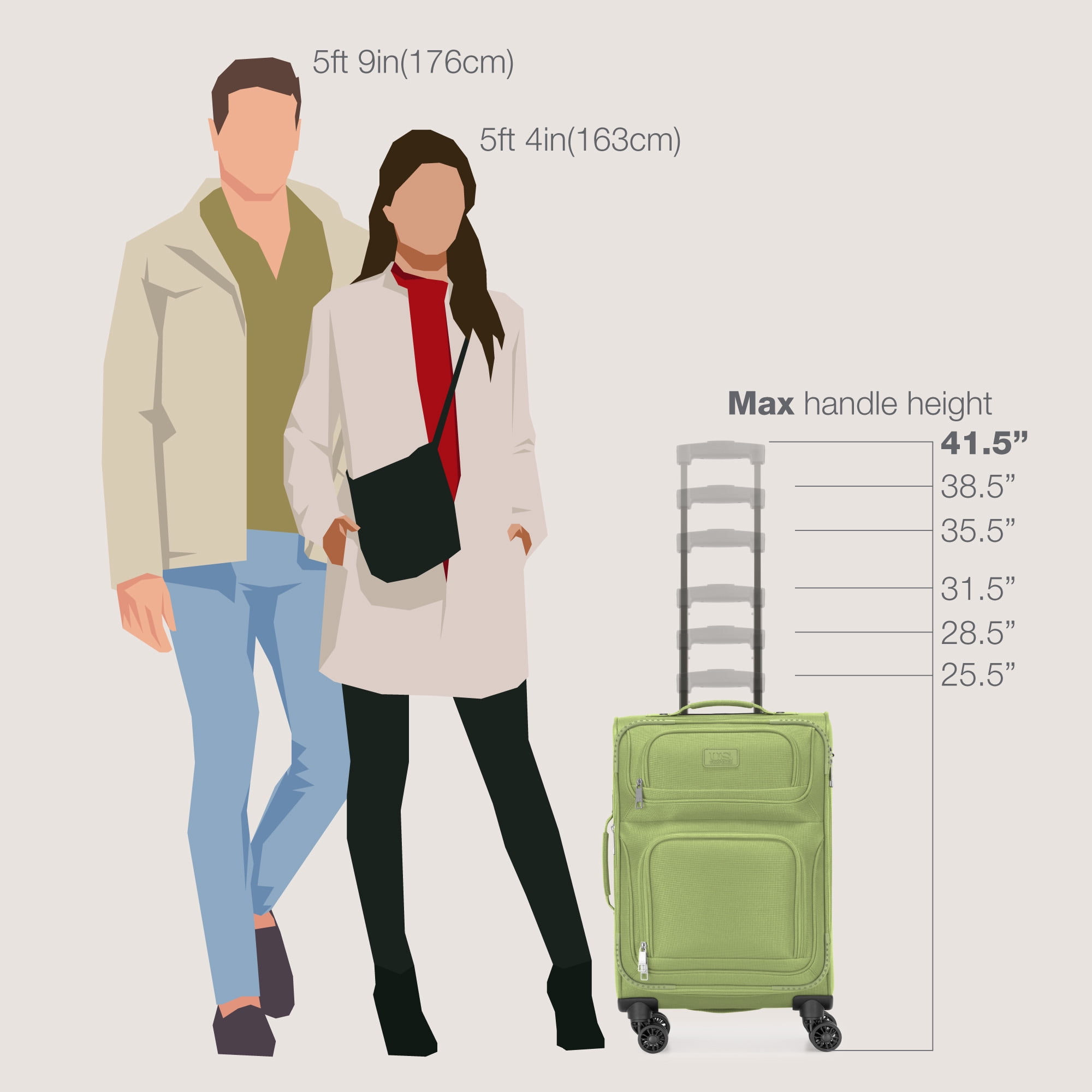 U.S. Traveler Rio 2-Piece Expandable Softside Carry-on Luggage Set - Spinner Wheels, TSA-Approved, Tote Bag, Lightweight Travel Suitcase, Light Green (22/14)
