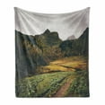 thumbnail image 1 of Landscape Soft Flannel Fleece Throw Blanket, Scenic Mountainous Landscape Gloomy, Cozy Plush for Indoor and Outdoor Use, 50" x 60", Evergreen Pale Taupe, by Ambesonne, 1 of 5