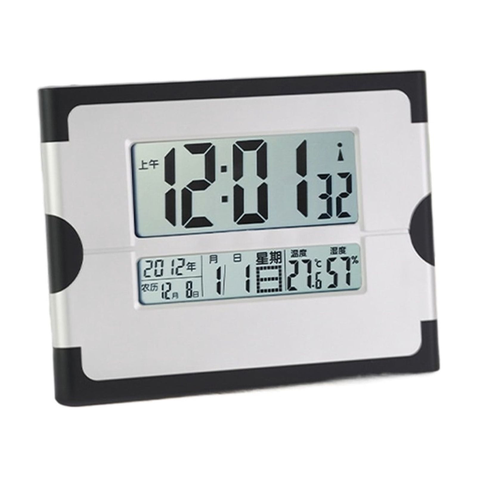 Smart Radio Controlled Digital Wall Clock, Auto Sync Temp Humidity Desk Clock - BLUE