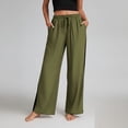 thumbnail image 2 of Enjoytime Wide Leg Pants Woman Solid Color Drawstring Waist Trousers Workout Loose Pants with Pockets, 2 of 8