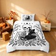 thumbnail image 2 of Homewish Halloween Skeleton Twin Duvet Cover, Black Cat Twin Bedding, Black White Gray, Black Reversible 2pcs, 1 Duvet Cover and 1 Pillowcase, 2 of 7