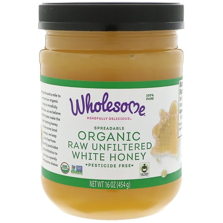 Wholesome Sweeteners  Inc   Organic  Spreadable Raw Unfiltered White Honey  16 oz  454