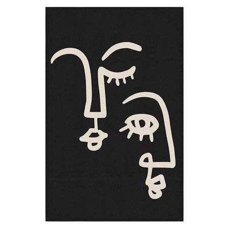 

Line Art Human Faces Black Kitchen Tea Towel | 18 x 28 Cotton Dish Towel