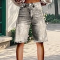 thumbnail image 2 of kaondbfi Denim Shorts for Women Print Like Denim Flare Jeans Stretchy Shorts with Pockets Summer Jeans for Women, 2 of 4