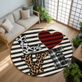 thumbnail image 2 of Valentine's Day Washable Area Rug&nbsp;6 ft Love Heart Leopard Print Black Beige Striped Soft Round&nbsp;Rugs for Living Room, Non Slip Carpet for Bedroom&nbsp;Entryway Dining Room, 2 of 9