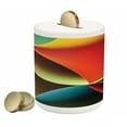 thumbnail image 1 of Abstract Piggy Bank, Graphic Curved Origami Design with Colored Details Work of Art, Ceramic Coin Bank Money Box for Cash Saving, 3.6" X 3.2", Orange White, by Ambesonne, 1 of 4