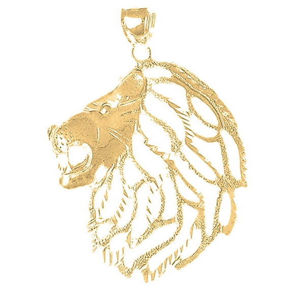 18K Yellow Gold Lion Head Pendant - 46 mm