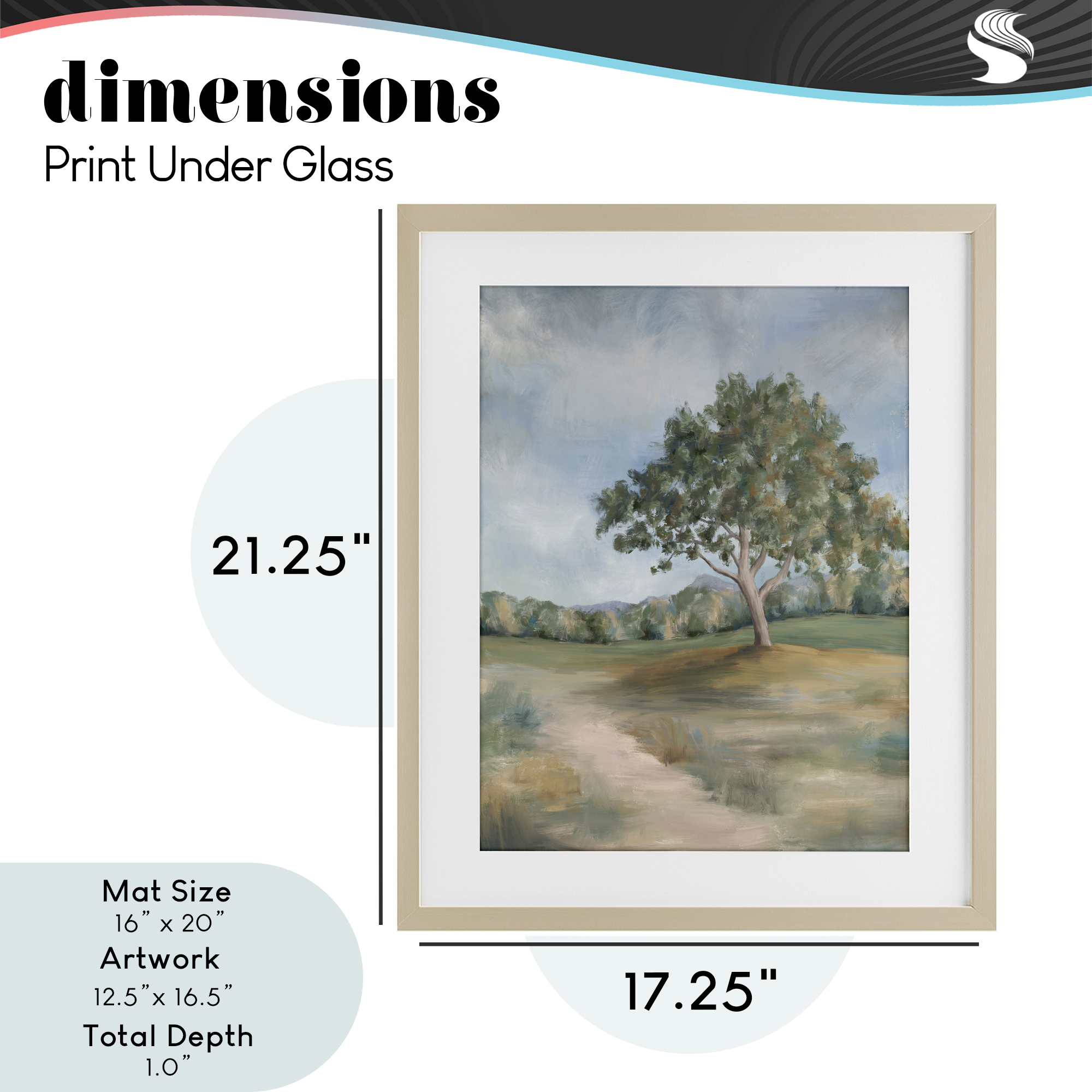 Countryside Tree Scenery Birch Framed Print Under Glass, design by Leah Noel Art