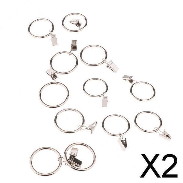 Paquete de 12 Anillos para cortinas Soledad con clips Abrazadera 2 piezas