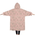 thumbnail image 2 of Oversized Wearable Blanket Hoodie,Pink Sun Planet Moon Star Pattern Sherpa Blanket Hoodie with Super Pockets,Super Warm Fuzzy Pullover for Women & Men, 2 of 6