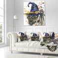 thumbnail image 3 of Designart Halloween Cat and Witch Hat - Contemporary Animal Throw Pillow - 18x18, 3 of 5