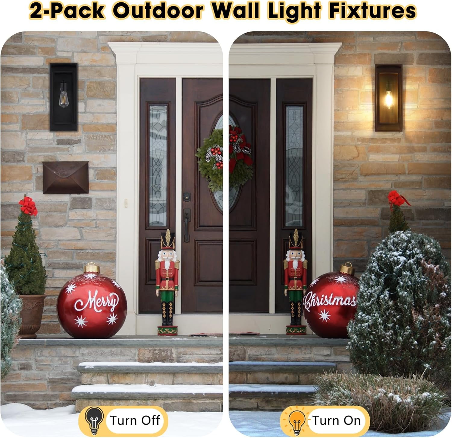 16.5'' Large Outdoor Wall Light Fixtures Porch Wall Lanterns Exterior Waterproof Lanterns Porch Sconces Wall Mounted Lighting with E26 Sockets & Glass Shades